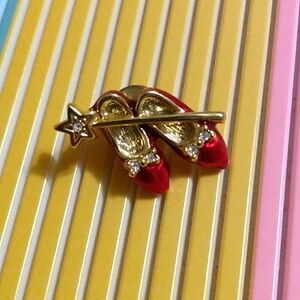 Vtg Ruby Red Slippers Wand Wicked Again Pin Brooch